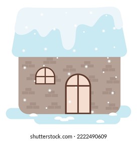 graues Wintergemütliches Haus auf Weiß