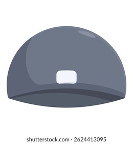 Gray winter hat covering forehead, providing warmth and protection from cold temperatures