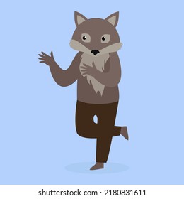 gray wolf in brown pants