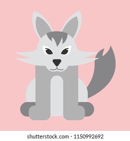 Gray wolf. Cartoon, wolf grey the nature of the character.