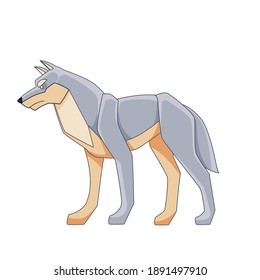Gray wolf. Cartoon vector flat illustration isolated on a white background.