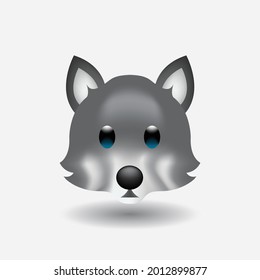 Gray wolf emoji  Wolf Animal Forest Emoji Illustration Face Vector Design Art  Head Icon Clip Art Style  Cartoon style gray wolf isolated white background  