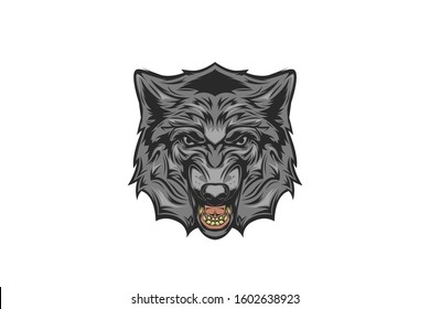 Gray Wolf Head Illustration for clothes