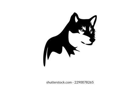 Gray wolf illustration, front view monolite style