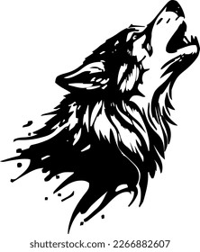 Gray wolf ing, vector illustration, black color