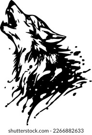 Gray wolf ing, vector illustration, black color