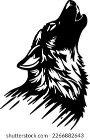 Gray wolf ing, vector illustration, black color