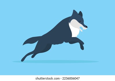 Gray wolf in a jump - illustration