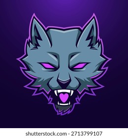 gray wolf Mascot Logo. E-sport Team Emblem Vector