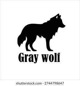 Gray Wolf Silhouette Vector Illustration – Wild Canine Isolated on White Background