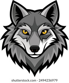 Gray wolf silhouette and victor with white background EPS file