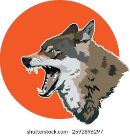 gray wolf vector with fierce appearance