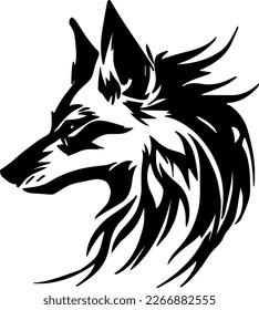 Cabeza animal salvaje, ilustración vectorial, color negro.