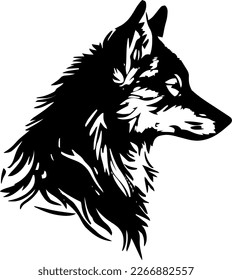 Gray wolf, vector illustration, black color