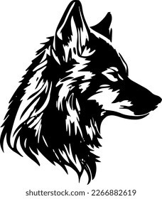 Cabeza animal salvaje, ilustración vectorial, color negro.