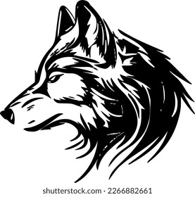 Gray wolf, vector illustration, black color