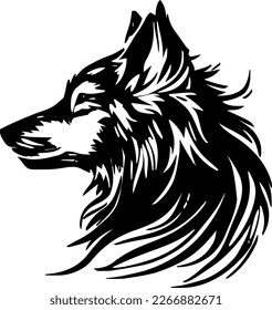 Gray wolf, vector illustration, black color