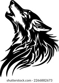 Gray wolf, vector illustration, black color