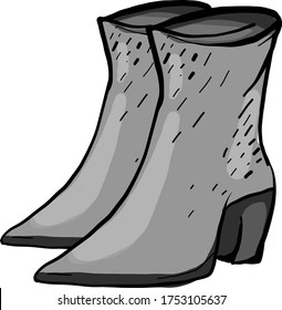 Gray woman boots , illustration, vector on white background