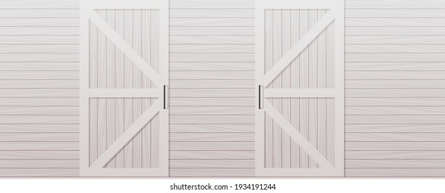 gray wooden barn door front side background horizontal vector illustration