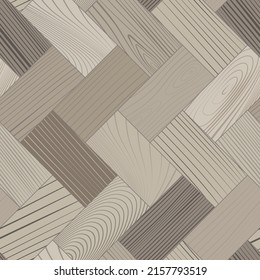 Gray wooden parquet, seamless herringbone pattern. Grayscale hardwood zigzag laminate floor. Wood grain texture in timber interior. Oak, walnut, pine, maple materials. Realistic vector illustration
