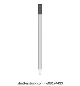 Gray wooden sharp pencil mockup. Realistic illustration of gray wooden sharp pencil vector mockup for web