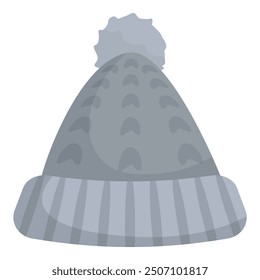 Gray woolen winter hat with a pompom is perfect for keeping you warm on cold days