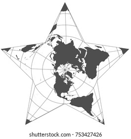 Gray world in different cartographic projections. 30 degrees grid of Meridians and parallels.