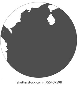 Gray world in different cartographic projections. 30 degrees grid of Meridians and parallels.
