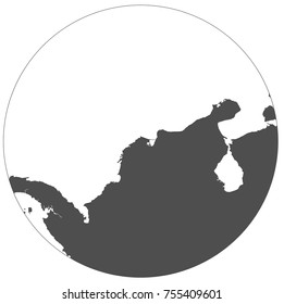 Gray world in different cartographic projections. 30 degrees grid of Meridians and parallels.