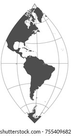 Gray world in different cartographic projections. 30 degrees grid of Meridians and parallels.