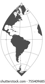 Gray world in different cartographic projections. 30 degrees grid of Meridians and parallels.