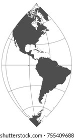 Gray world in different cartographic projections. 30 degrees grid of Meridians and parallels.