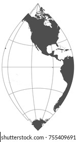 Gray world in different cartographic projections. 30 degrees grid of Meridians and parallels.