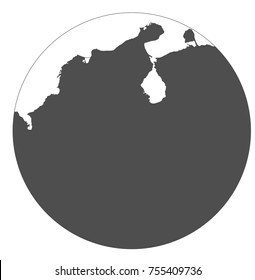 Gray world in different cartographic projections. 30 degrees grid of Meridians and parallels.