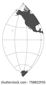Gray world in different cartographic projections. 30 degrees grid of Meridians and parallels.
