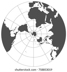 Mundo gris en diferentes proyecciones cartográficas. Cuadrícula de 30 grados de Meridianos y paralelos.
