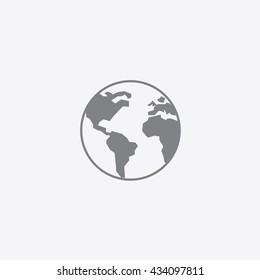 Gray World icon Vector on white background, earth