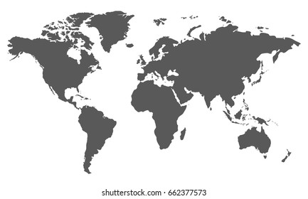 Gray World Map - vector