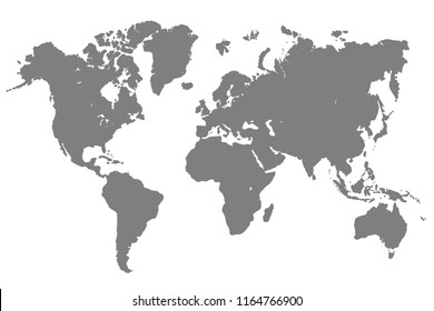 Gray World Map - vector illustration