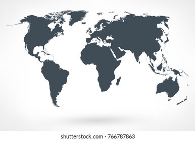 Gray World Map Vector. Vector illustration of World Map.