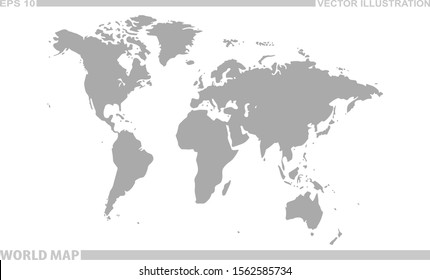 Gray World map vector isolated on white background.Vector illustration.