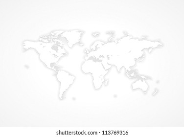 Gray world map. Vector saved as eps-10, file contains objects with transparency.
