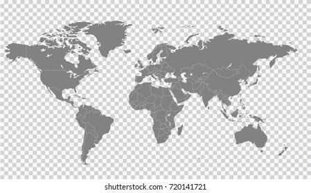 Gray world map-countries. Vector illustration of political map of the world