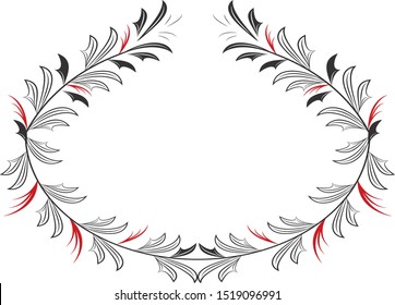 gray wreath for design with red elements around the perimeter