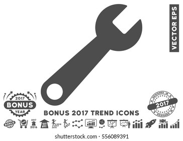 Gray Wrench icon with bonus 2017 year trend design elements. Vector illustration style is flat iconic symbols, white background.