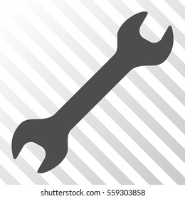 Gray Wrench interface pictogram. Vector pictograph style is a flat symbol on diagonal hatch transparent background.