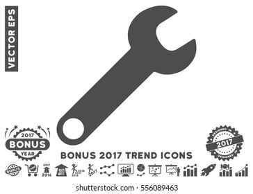 Gray Wrench pictogram with bonus 2017 year trend icon set. Vector illustration style is flat iconic symbols, white background.