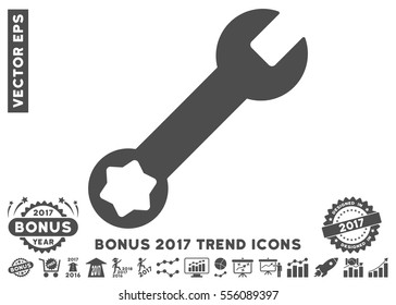 Gray Wrench pictograph with bonus 2017 trend elements. Vector illustration style is flat iconic symbols, white background.