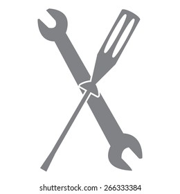 gray  wrench and screwdriver icon